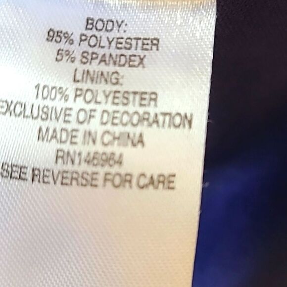 Robbie Bee Signature Deep Blue Dress with Grommets at Neckline, Size Large - Picture 7 of 7